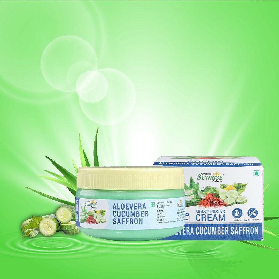 Aloe Vera Cucumber Saffron Cream – Skin Brightening, Hydration & Natural Glow Moisturizer | Sunrise
