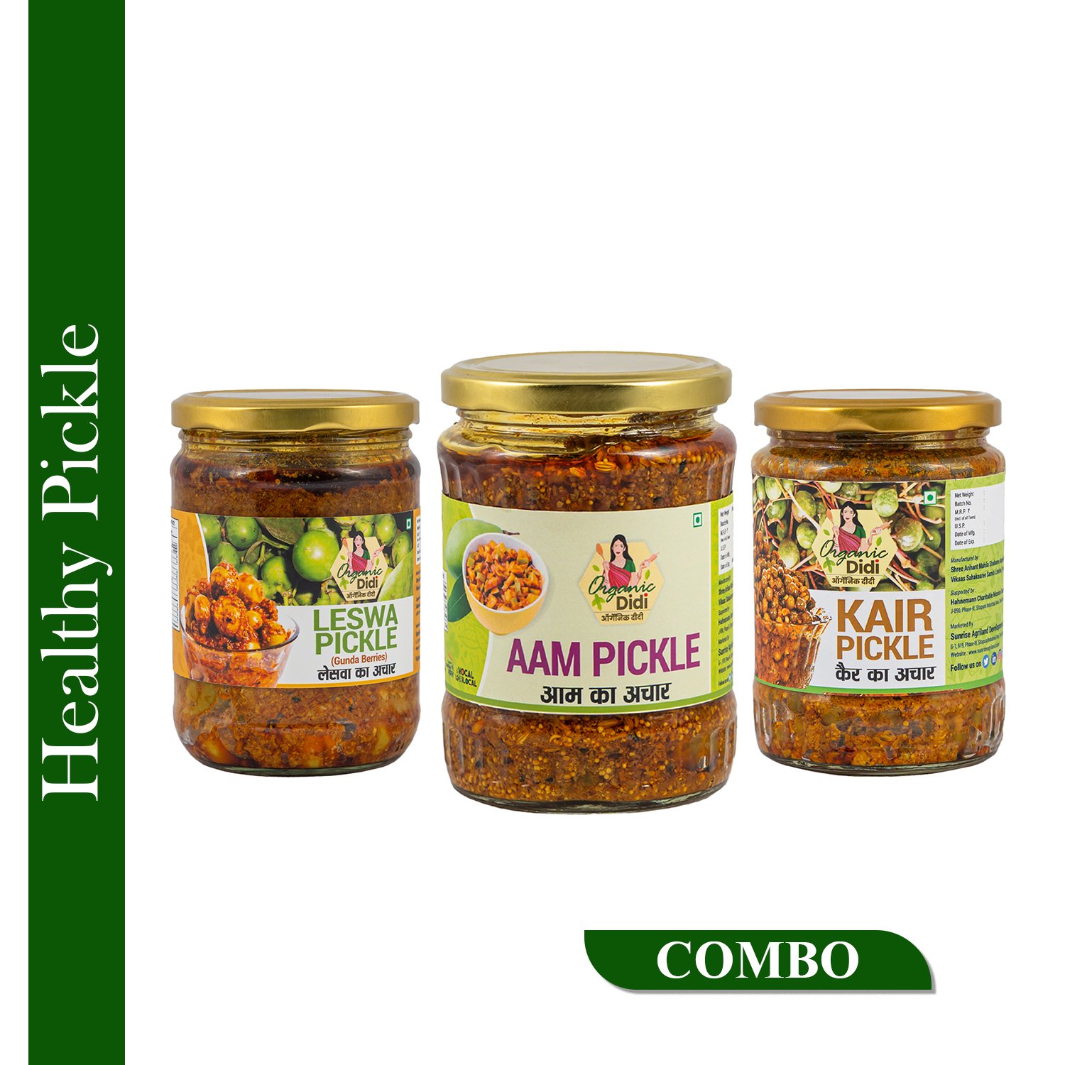 Rajasthani Pickle Combo – Leswa Pickle, Aam Pickle & Kair Pickle | Sunrise Agriland