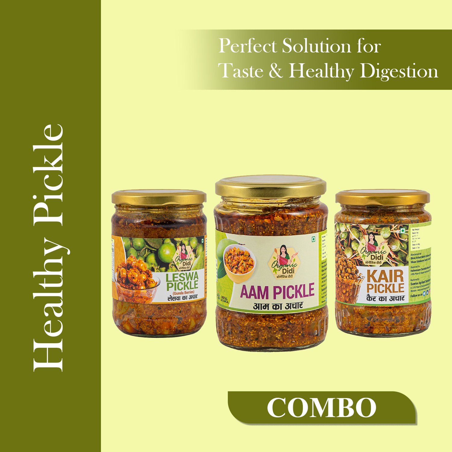Rajasthani Pickle Combo – Leswa Pickle, Aam Pickle & Kair Pickle | Sunrise Agriland