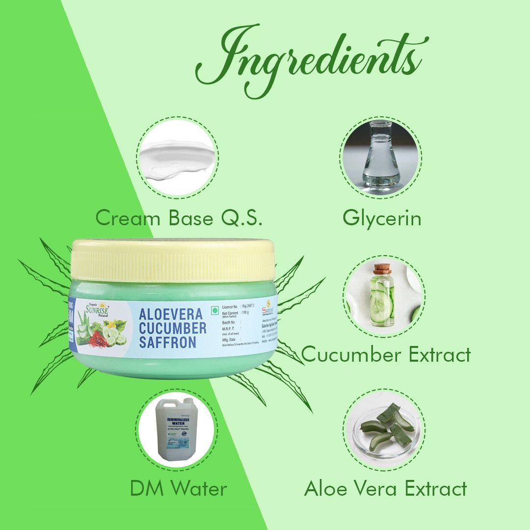 Aloe Vera Cucumber Saffron Cream – Skin Brightening, Hydration & Natural Glow Moisturizer | Sunrise