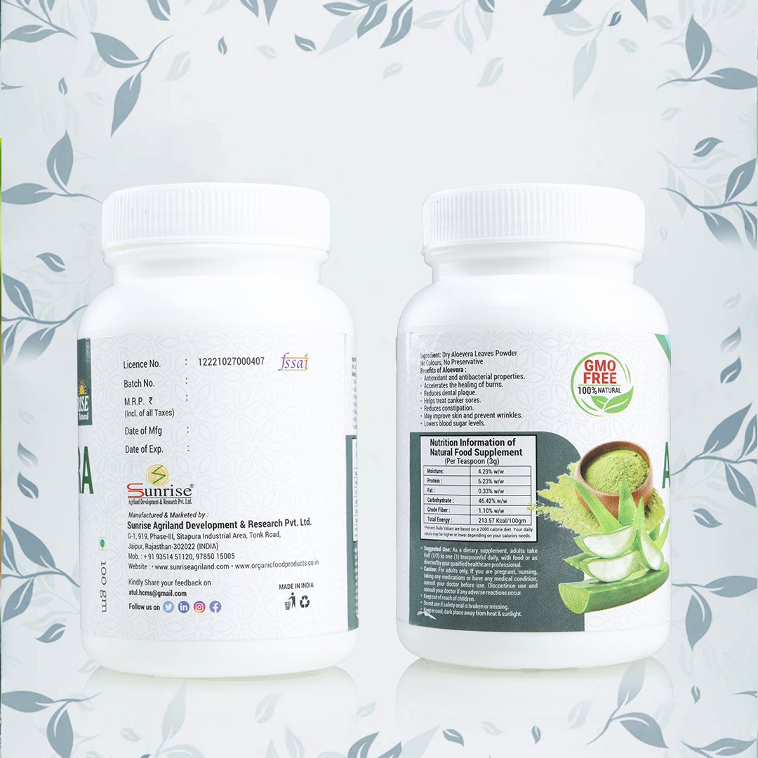 Aloe Vera Powder – Natural Detox, Skin Glow & Hair Care Superfood | Sunrise Agriland