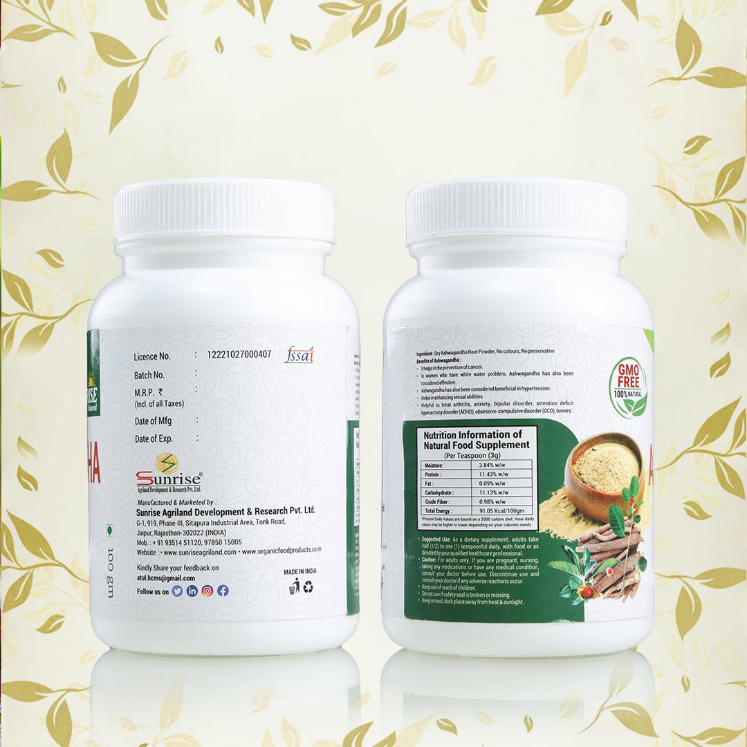 Ashwagandha Root Powder – Ayurvedic Stress Relief & Energy Booster for Strength & Sleep | Sunrise Ag