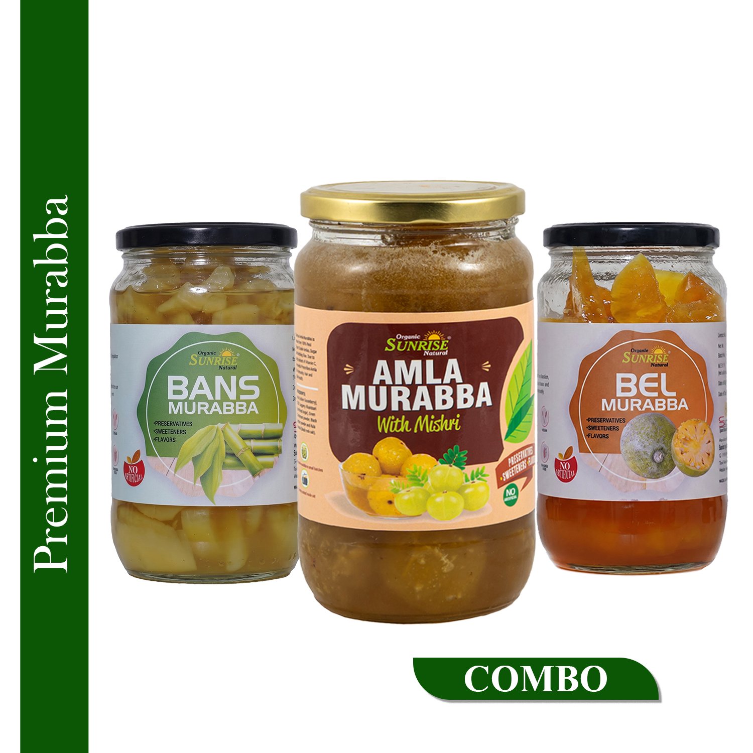 Healthy Murabba Combo – Amla Murabba, Bans Murabba & Bel Murabba with Mishri | Sunrise Agriland