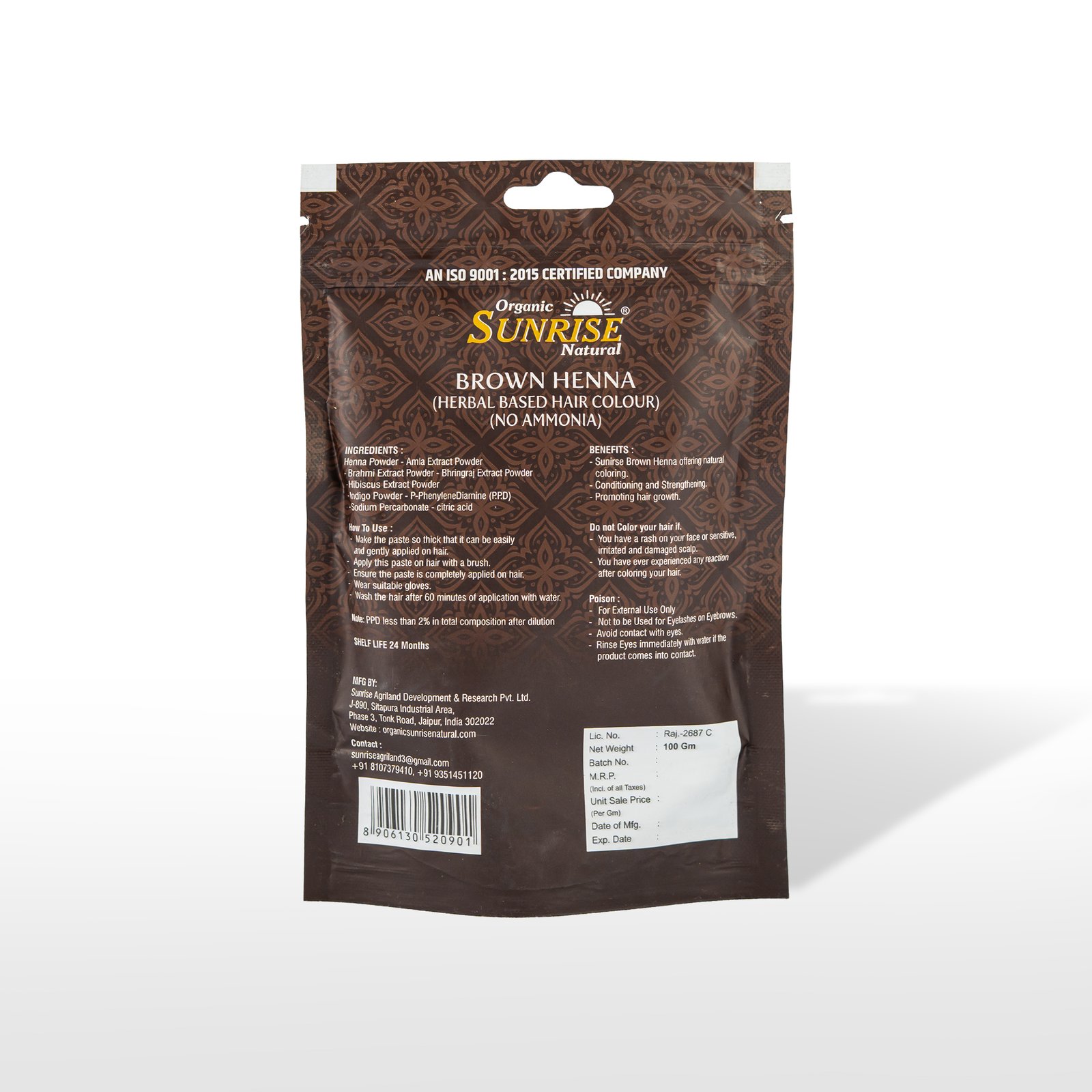 Henna Mehndi Brown – Natural Brown Hair Mehndi | Sunrise Agriland