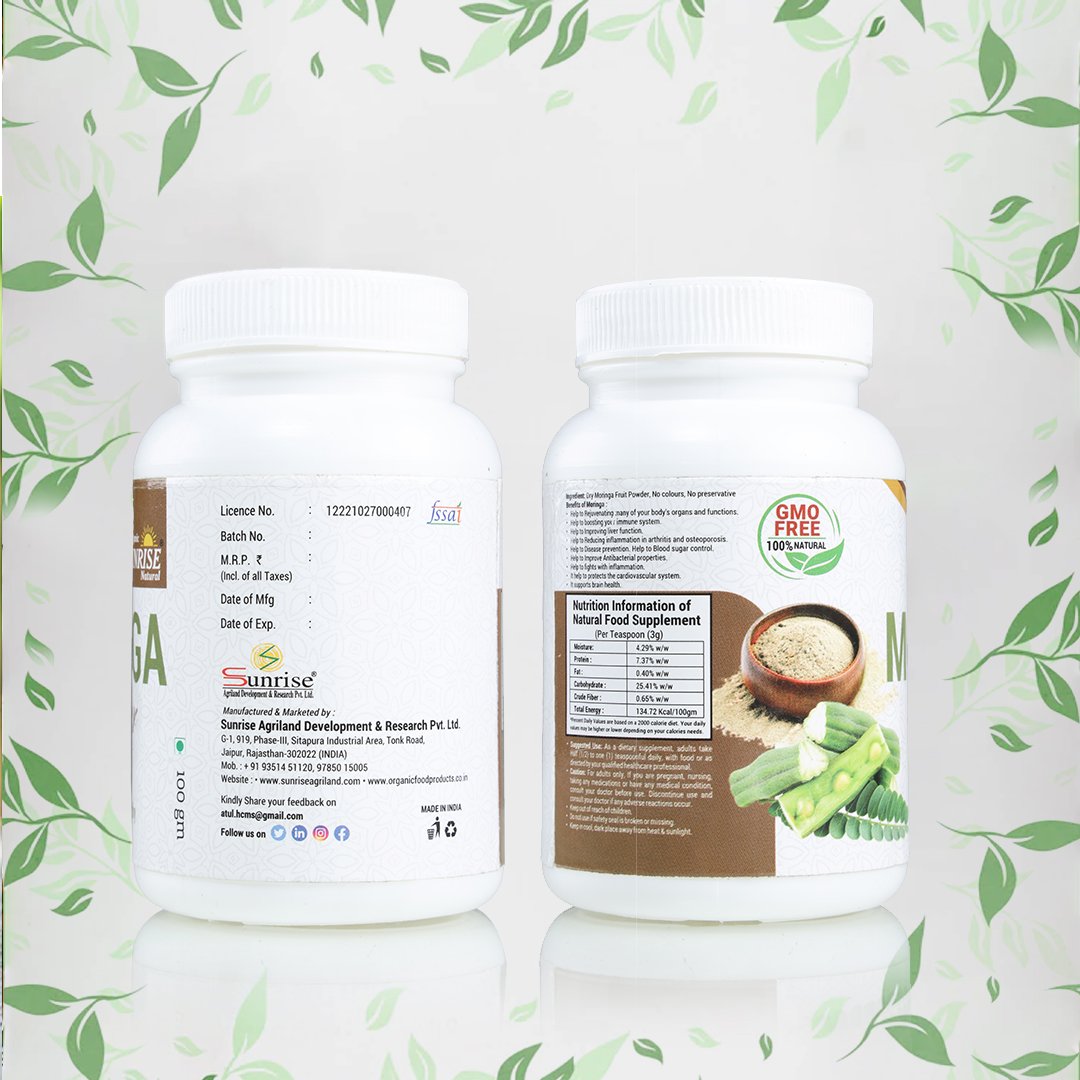 Moringa Powder – Ayurvedic Superfood for Energy, Immunity & Daily Nutrition | Sunrise Agriland
