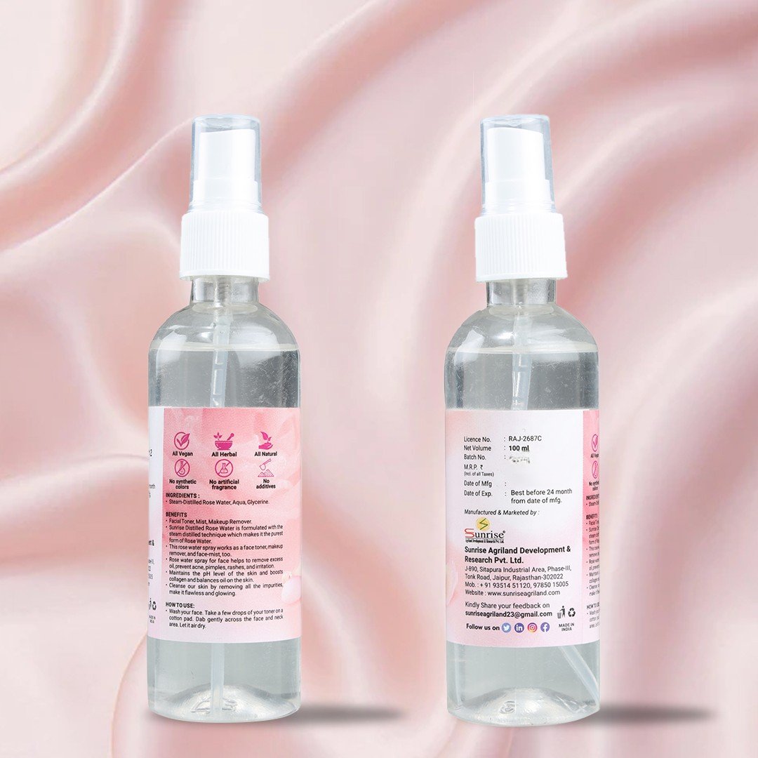 Rose Water Toner – Natural Skin Hydration, Glow & Pore Tightening Mist | Sunrise Agriland