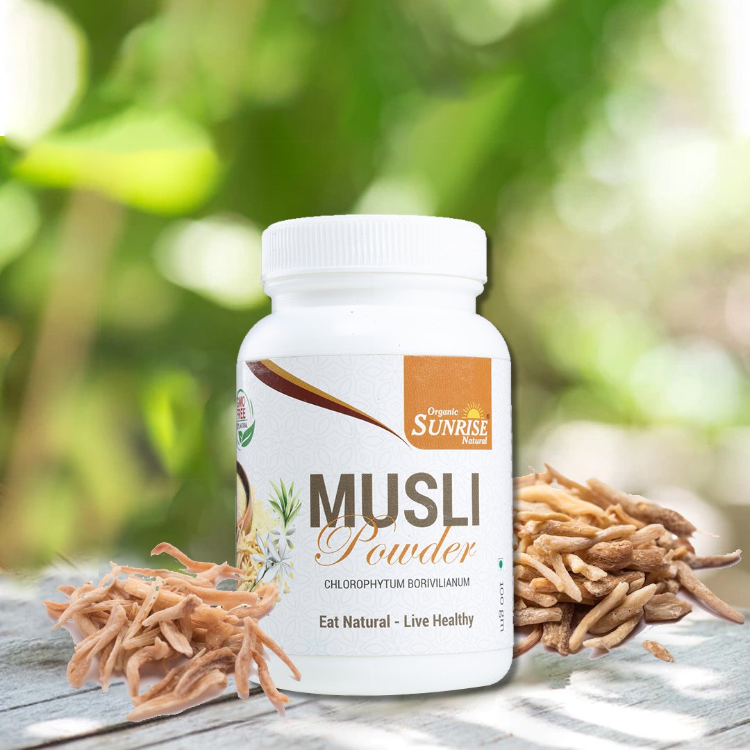Safed Musli Powder – Ayurvedic Strength, Stamina & Vitality Booster | Sunrise Agriland