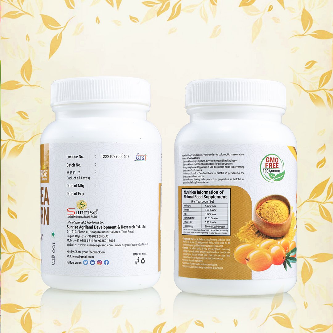 Sea Buckthorn Powder – Skin Glow, Immunity & Anti-Aging Support | Sunrise Agriland