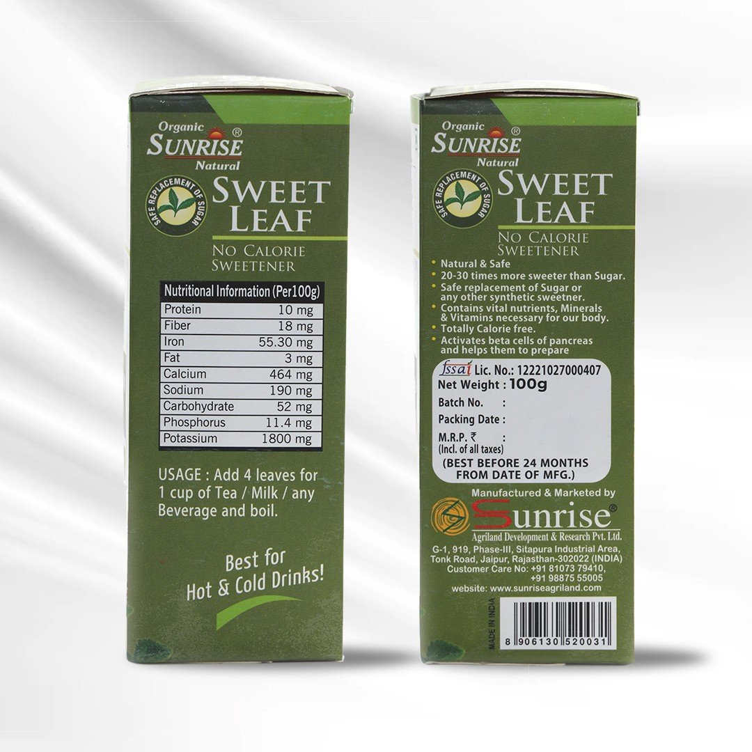 Stevia Sweet Leaf – Natural Sugar Substitute for Weight Management & Blood Sugar Support | Sunrise A