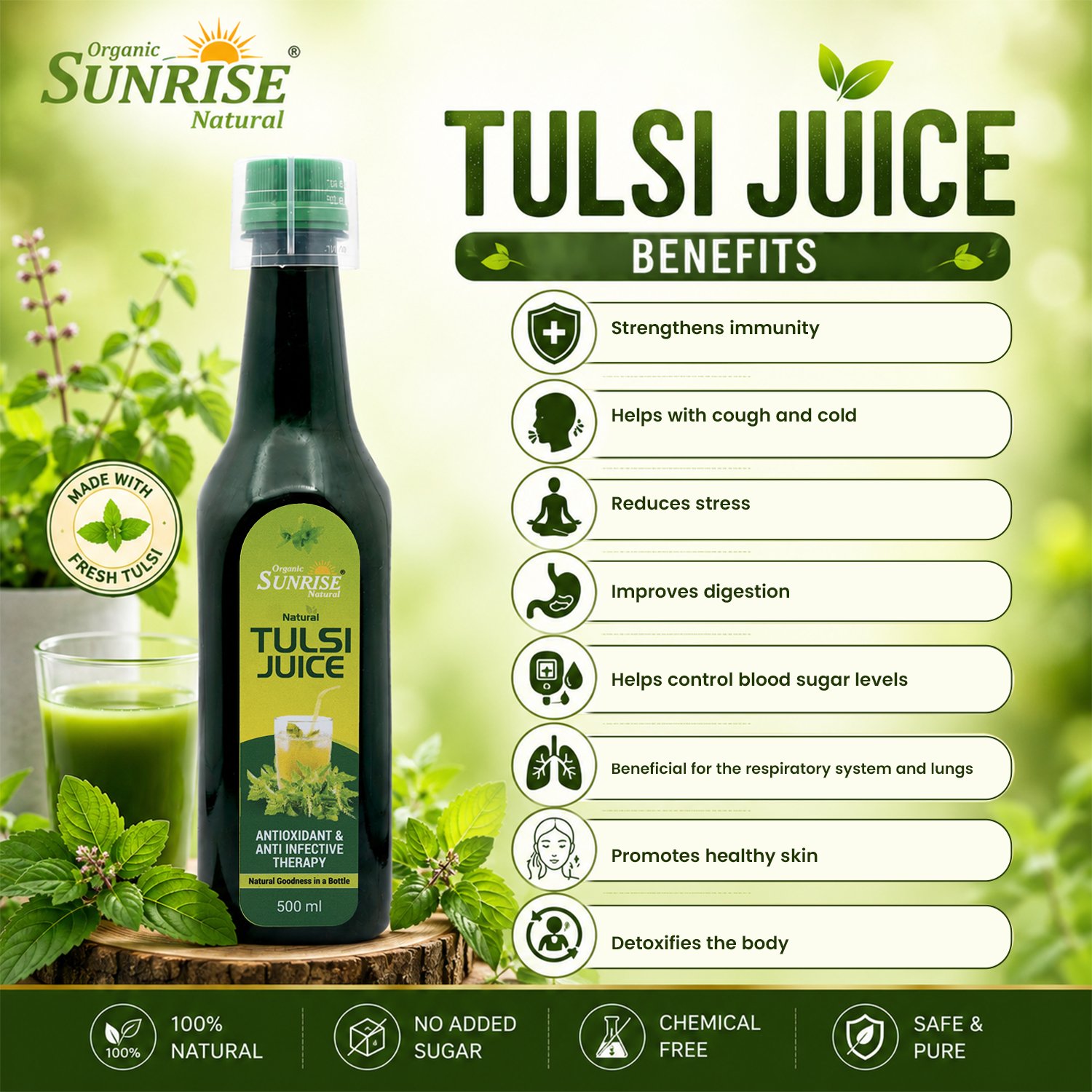 Tulsi Juice – Natural Immunity Booster & Respiratory Wellness Drink | Sunrise Agriland