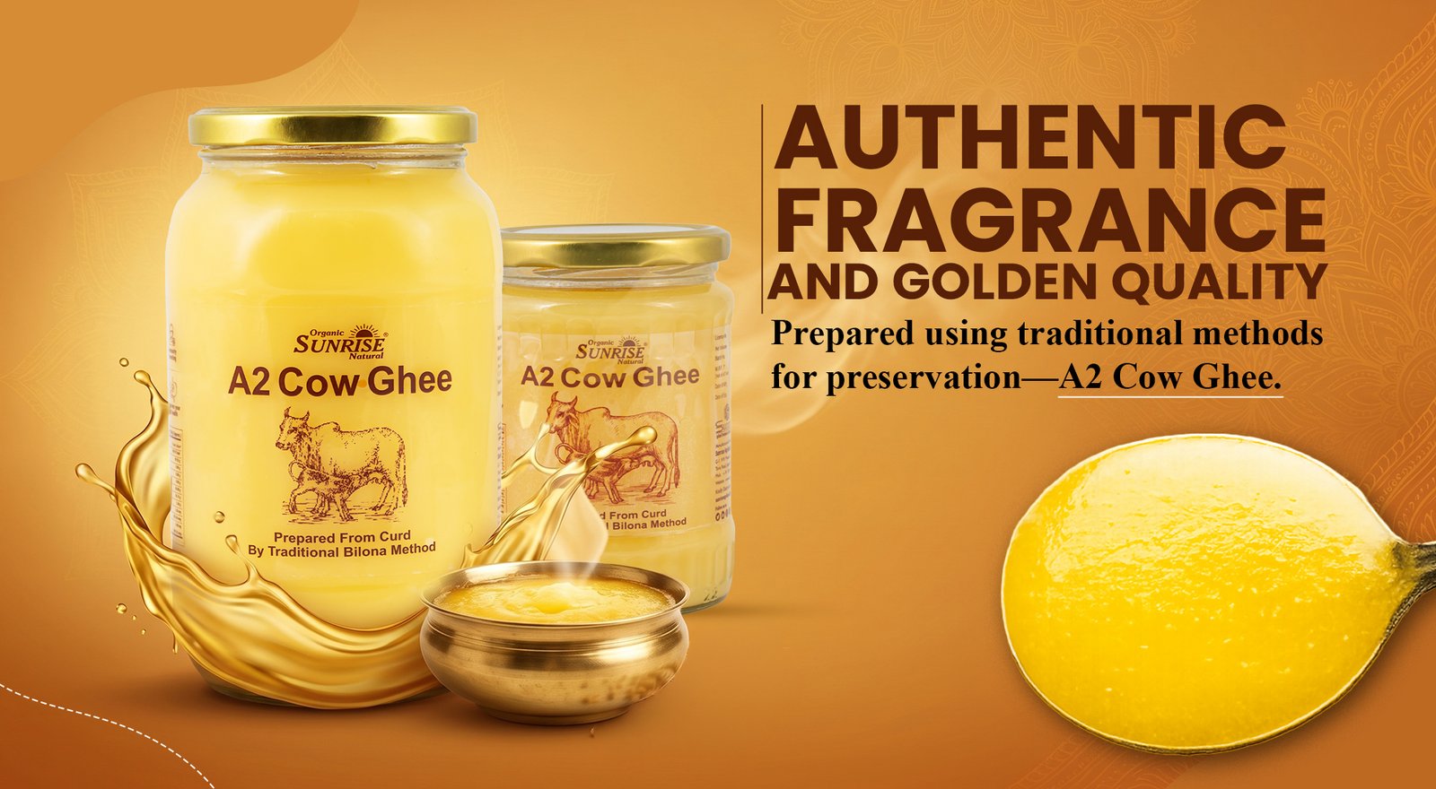 A2 Desi Cow Ghee (Bilona Method) – 100 Pure & Organic | Sunrise Agriland